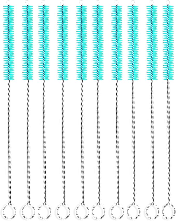 Long Straw Brush, Nylon Pipe Tube Cleaner 10-ihch X 2/5-inch Set of 10 by DESIN