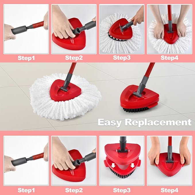 Spin Mop Heads Replacements for O Ceda EasyWring 1-Tank System, 3 Microfiber - Image 3