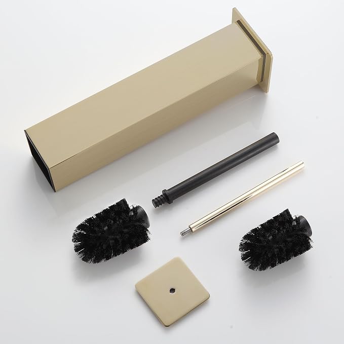 BVL Toilet Brush and Holder Set Brushed Gold Stainless Steel 304 Square - Image 7