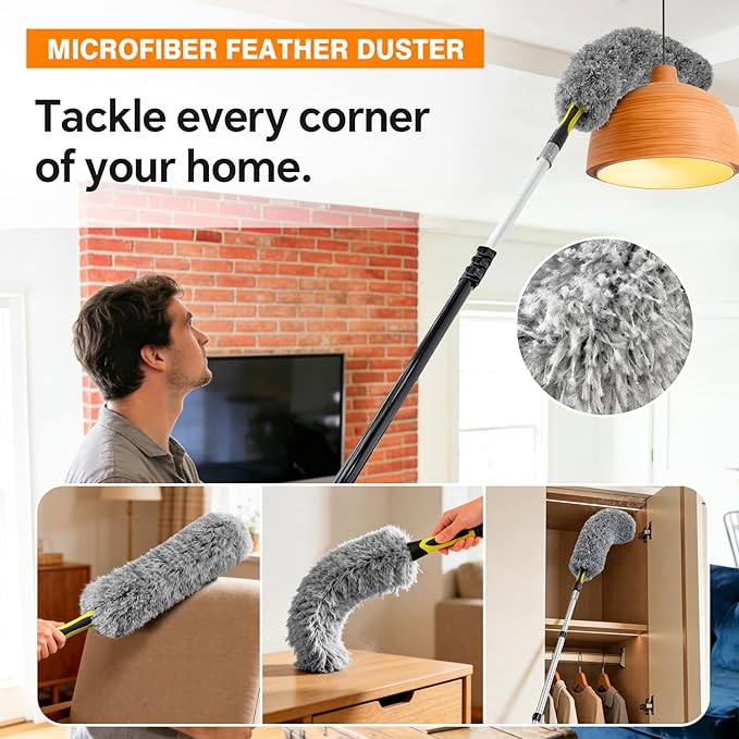 4-12Ft Telescoping Extension Pole Kit, 4-in-1 High Reach Duster - Image 6