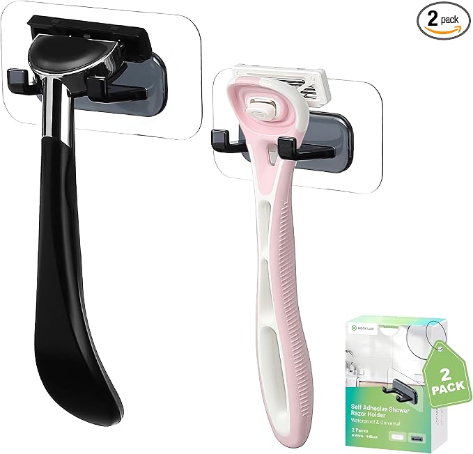 Hook LAB Self-Adhesive Shower Razor Holder, Removable & Reusable Waterproof by HOOKLAB