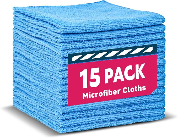 Microfiber Cleaning Cloths-15 Pack, Cleaning Rags, Microfiber Towels by TEAWOO