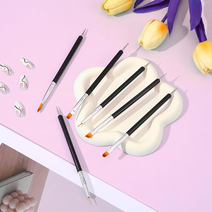 6Pcs French Nail Brush Set, Double-Ended Nail Art Brushes, Acrylic Nail Clean - Image 4