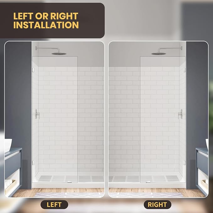 28" W x 78" H Frameless Shower Glass Panel, Single Fixed Shower Panel Screen - Image 7