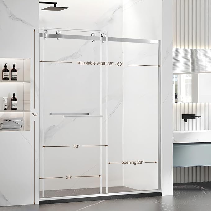 Paris Shower Door, Bathroom Shower Door, Brushed Nickel - Image 7