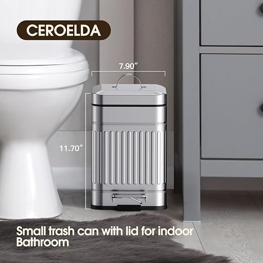 CEROELDA Small Trash Can with Lid-5L/1.3 Gal, Outdoor Dog Poop Garbage - Image 2