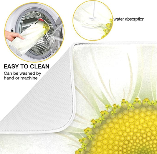 Tarity White Daisy Dish Drying Mat - Image 2