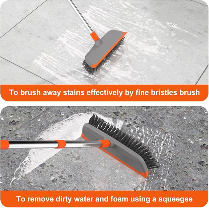 BITOPE Deck Scrub Brush with Long Handle, Heavy Duty Floor Cleaning Scrubber - Image 3
