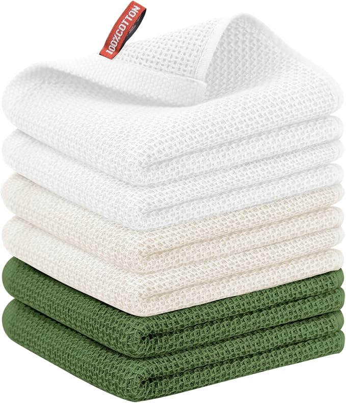 Nialnant 6 Pcs Kitchen Towels, 100% Cotton Kitchen Hand Towels, Super Soft and by Nialnant