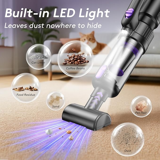 Car Vacuum Portable Cordless, 20000Pa Mini Vacuum Cleaner & Air Duster - Image 3