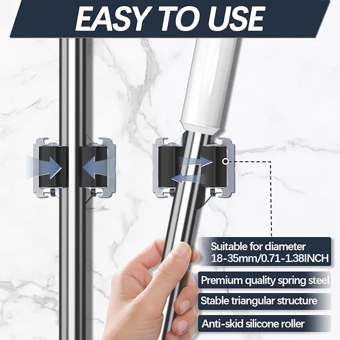 3-H 10 Pack Mop and Broom Holder Big Size Hanging 1 KG Extra, Broom Holder Wall - Image 4