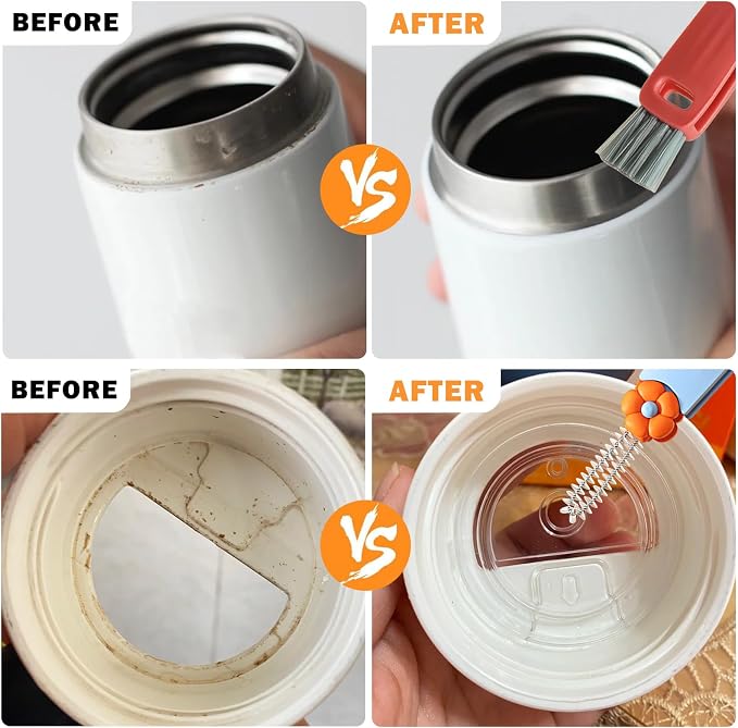 FANTEXY 3 in 1 Cup Lid Cleaning Brush Set, 3 Pieces Multifunctional Bottle - Image 4