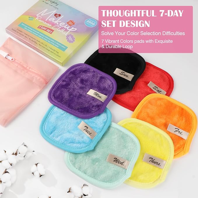 Orighty Makeup Remover Cloths 7-Day Set, Premium & Reusable Makeup Remover Pads - Image 4