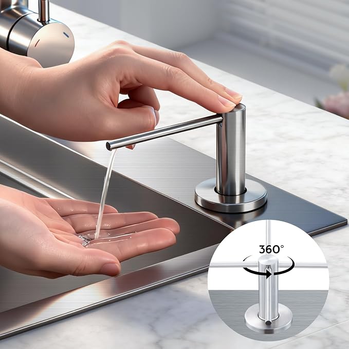 GAPPO Soap Dispenser for Kitchen Sink, Built in Sink Soap Dispenser, Brushed - Image 3