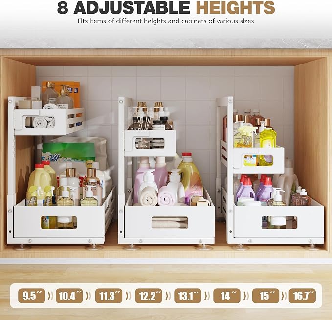 2 Pack 21IN-Depth Under Sink Organizer, Pull Out Cabinet Organizer - Image 8