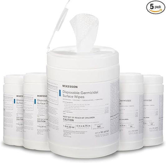 McKesson Germicidal Wipes Disinfecting Wipes, Alcohol Cleaning Disinfectant by McKesson