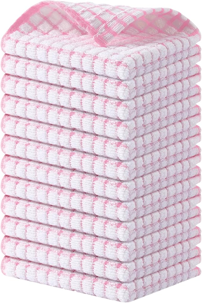 Kitinjoy Cotton 12 Pack Terry Kitchen Dish Cloths, 12 x 12 Inches Super Soft by Kitinjoy