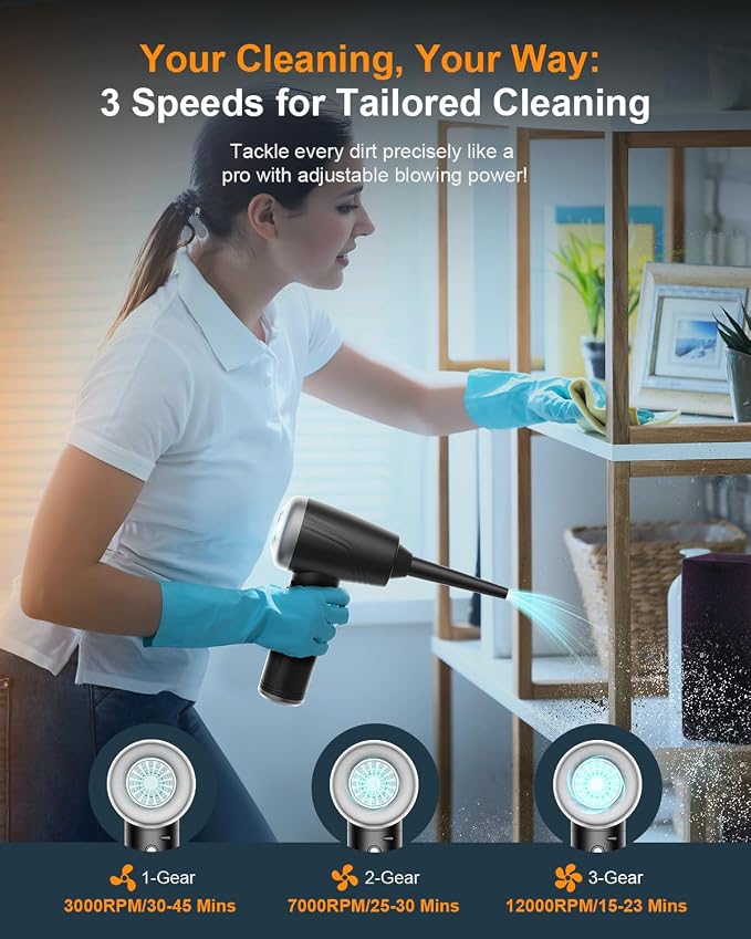 Compressed Air Duster, BANKKY 11-in-1 Cordless Keyboard Cleaner - Image 4