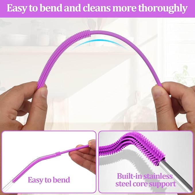Silicone Straw Cleaner Brush, Straw Brush Bristles Cleaner Brush - Image 4