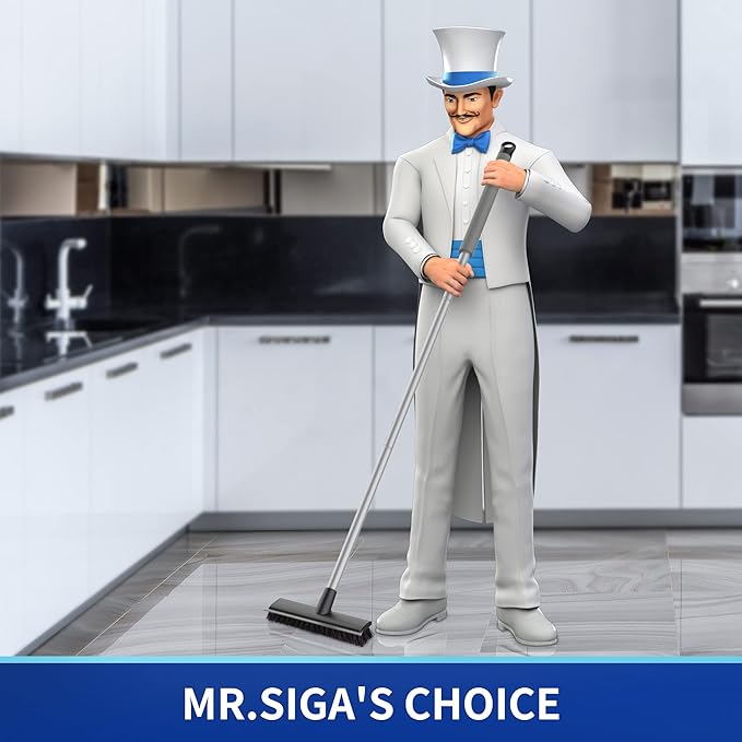 MR.SIGA Floor Scrub Brush with Long Handle, 2 in 1 Scrubber and Squeegee - Image 2