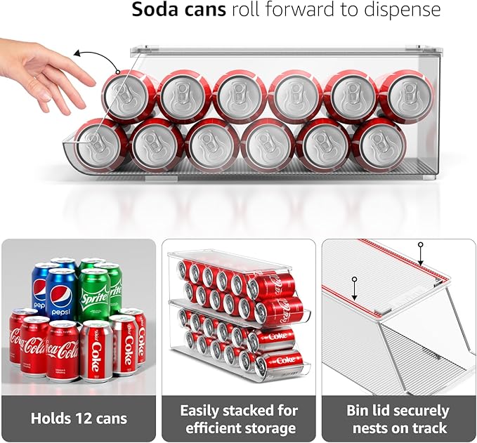Sorbus Soda Can Organizer for Refrigerator Stackable Can Holder Dispenser - Image 4