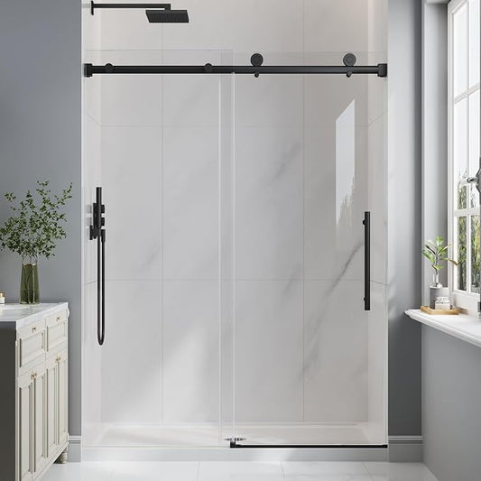 Frameless Glass Shower Door, 43-48" W x 76" H Sliding Frameless Shower Door by EASYWORC