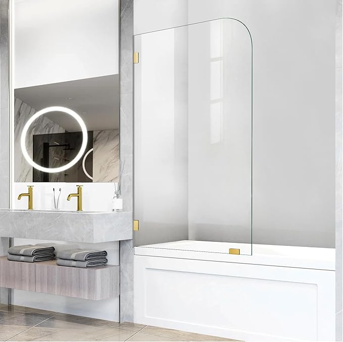 Bathtub Shower Door, 1/4" Clear Tempered Frameless Shower Glass Door, Tub by ELYXIAN