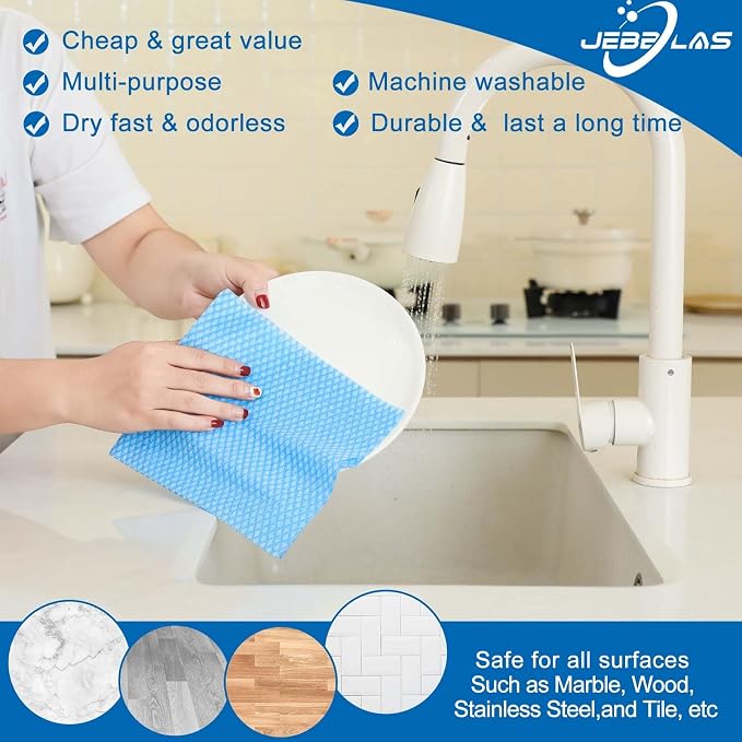 JEBBLAS Disposable Dish Towels and Cloths, Reusable Wipes - Image 2