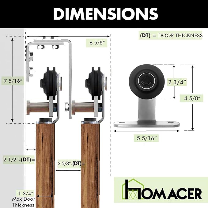 Homacer Brushed Nickel Double Track U-Shape Bypass Sliding Barn Door Hardware - Image 8