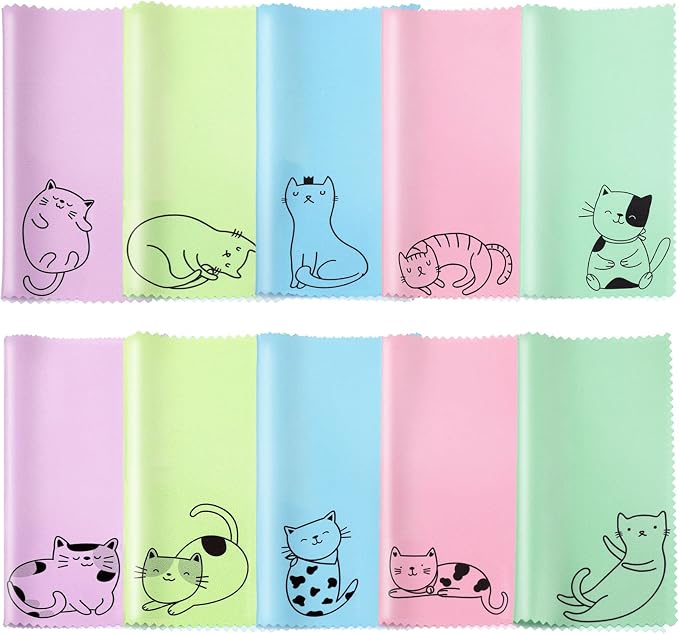 Sinmoe 20 Pcs Microfiber Cleaning Cloth Cute Kitty Cat Design Microfiber Cloth by Sinmoe