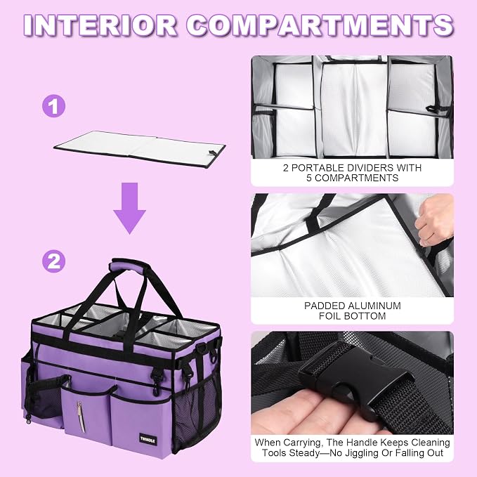 Large Cleaning Caddy Bag With Detachable Divider, Caddy Organizer With Handle - Image 5