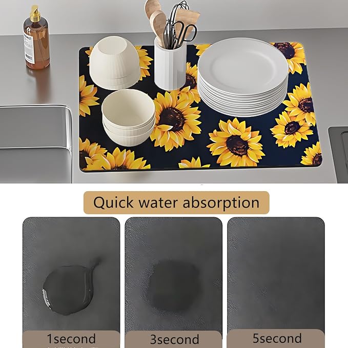 Dish Drying Mat Foldable Fall Kitchen Drying Mat Absorbent Sink Mat - Image 5
