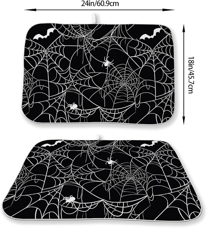 Halloween Dish Drying Mat 18 x 24 Inch Bat Spider Web Drying Mat - Image 6