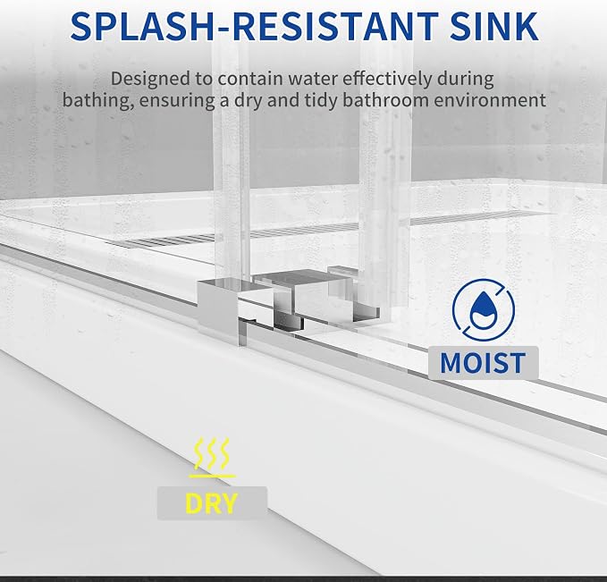 56-60" W x 76" H Double Sliding Frameless Shower Glass Door, 5/16" ANSI & SGCC - Image 7