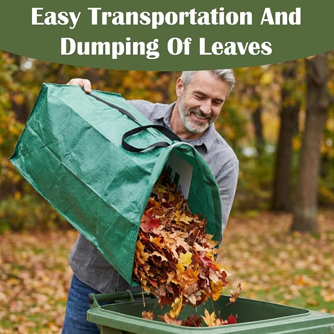 2PCS Leaf Collector, 53 Gallon Yard Waste Bags, Heavy Duty Foldable Lawn & Leaf - Image 3