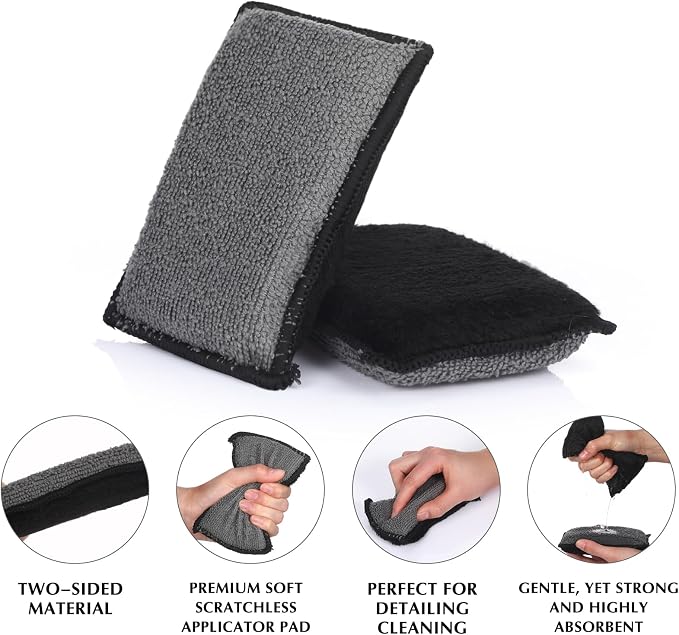 Mudder 12 Pcs Car Interior Scrubbing Sponge 5'' x 3'' Fiber Car Wax Applicator - Image 4
