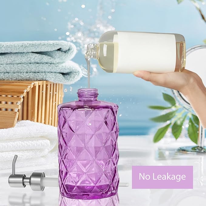 12Oz Purple Glass Soap Dispenser - Image 5