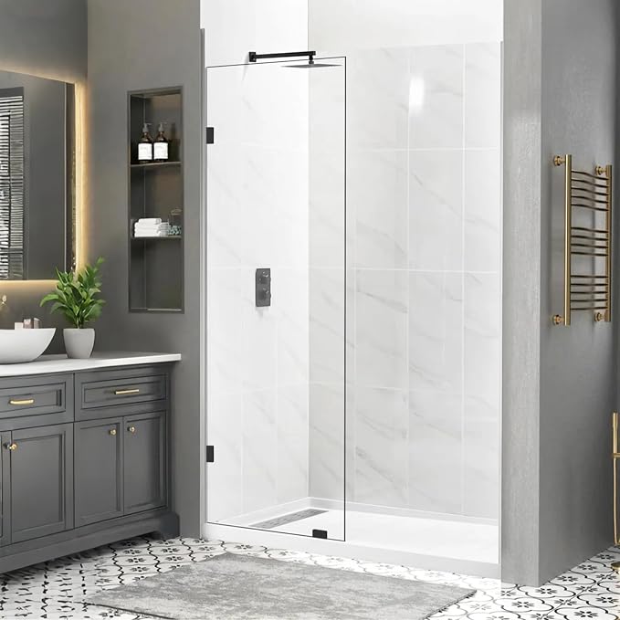26" W x 78" H Frameless Shower Glass Panel, Single Fixed Shower Panel Screen by PHMUNY