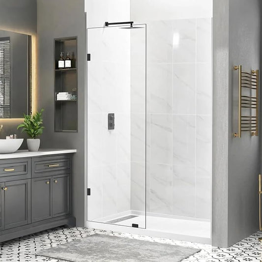 24" W x 78" H Frameless Shower Glass Panel, Single Fixed Shower Panel Screen by PHMUNY