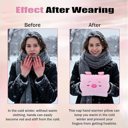 Kids Cartoon Hand Pillow Hand Warmer,Multifunction Home Animal Doll Plush Muffs Cartoon,Soft Cotton,for Napping,Travel Essentials (model3)