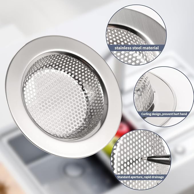 RQYEKDO Polished Kitchen Sink Strainers Sink Stopper Kits, Stainless Steel Sink - Image 7