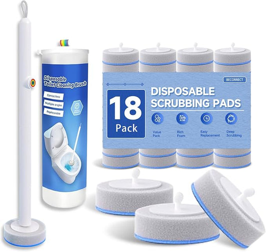 Disposable Toilet Brush, All-in-One Toilet Cleaning System, Toilet Bowl Wand Kit by BECORRECT