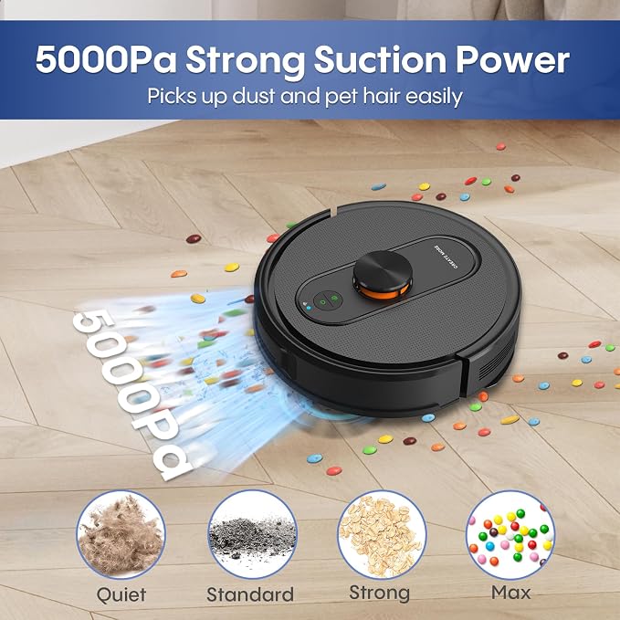 Robot Vacuum and Mop with LiDAR Navigation, 5000Pa Robot Vacuum Cleaner with - Image 2