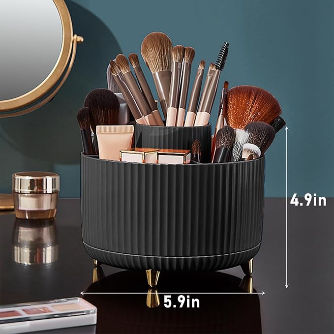 Makeup Brush Holder Organizer, 360° Rotating Makeup Brush Organizer, 5 Slot - Image 7