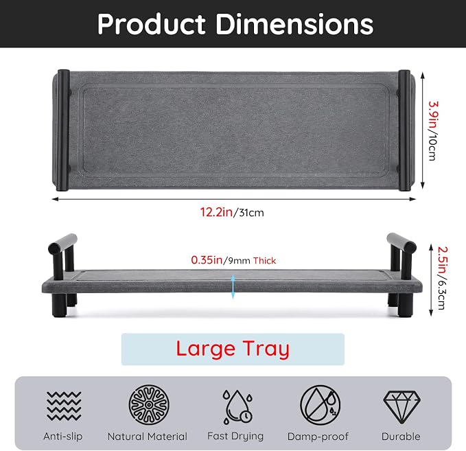 Segbeauty 12x4in Kitchen Sink Organizer, Instant Dry Sink Caddy Stone Drying Mat - Image 5