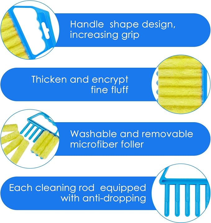 4 Pcs Window Venetian Blind Cleaner Duster Tool 7 Finger Blind Rush and Shutter - Image 3