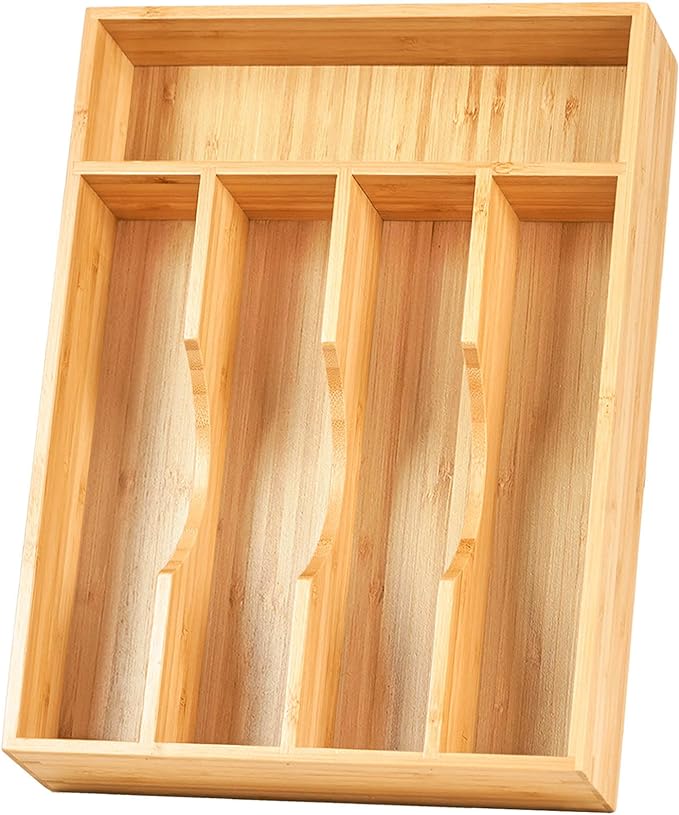 Umilife Bamboo Kitchen Drawer Organizer, 9 Inch Silverware Utensils Tray Holder by Umilife