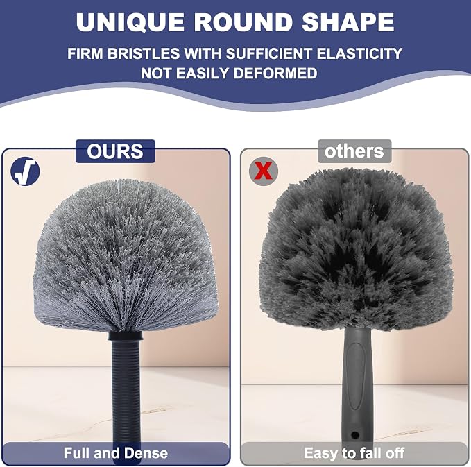 2 Pack Grey Twist-On Cobweb Duster Head Brush - Image 3