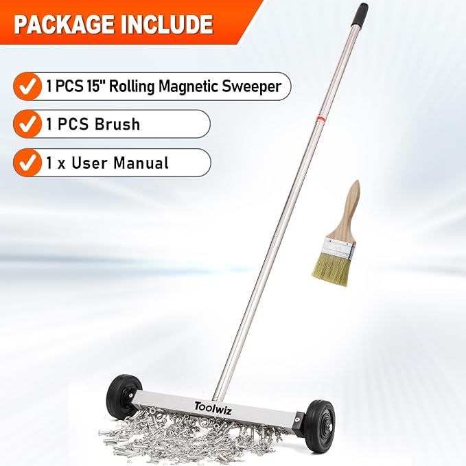 Toolwiz Magnetic Pick Up Sweeper 15-inch Heavy Duty Magnet Pickup Lawn Sweeper - Image 7