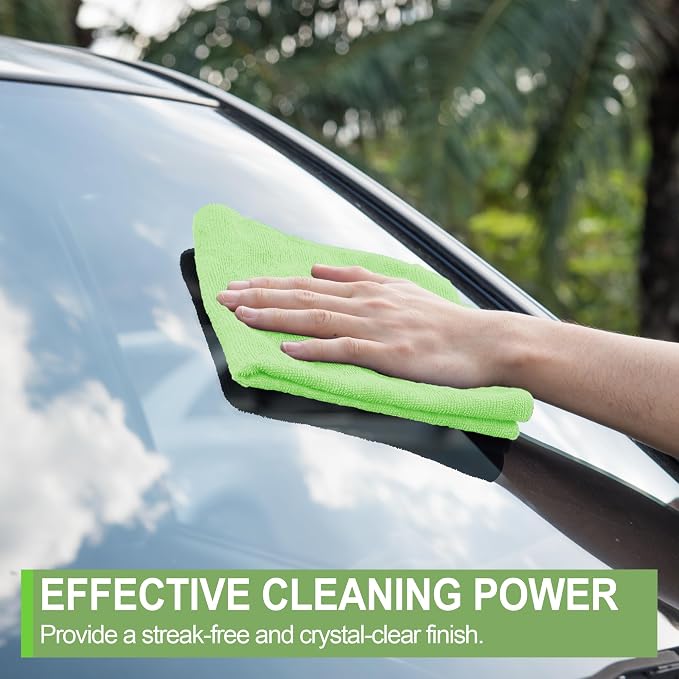 HOMERHYME Microfiber Cleaning Cloth, 12 Pack Green Cleaning Rags, Reusable - Image 6
